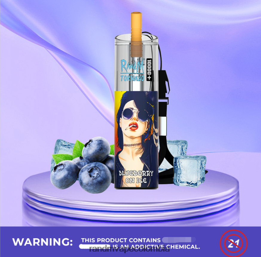 RandM Disposable Vape Puffs - RandM Tornado Dispositivo vapeador con control de flujo de aire 10000 plus 1 ud. hielo de uva PRN4D476