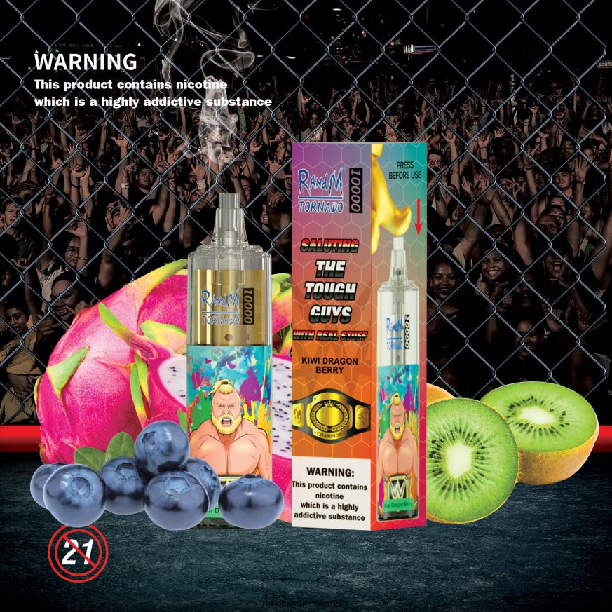 RandM Disposable Vape Puffs - RandM Tornado Dispositivo vapeador con control de flujo de aire 10000 1 ud. caramelo arcoiris PRN4D4116