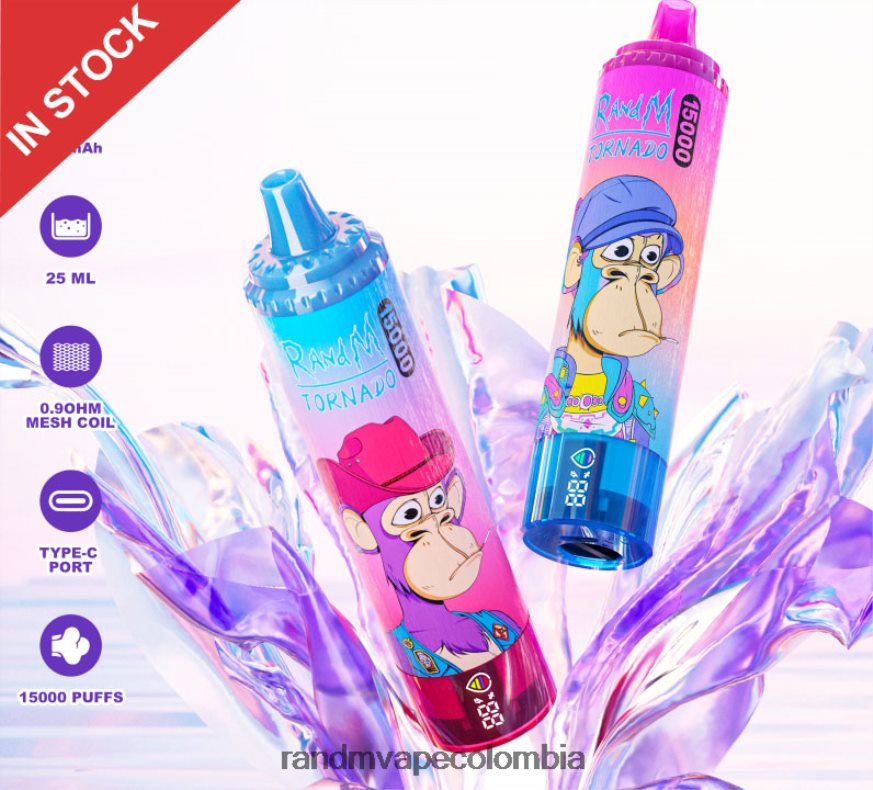 RandM Disposable Vape Puffs - Fumot RandM Tornado Dispositivo vape 15000 con batería y pantalla ejuice versión 1 vimto PRN4D426