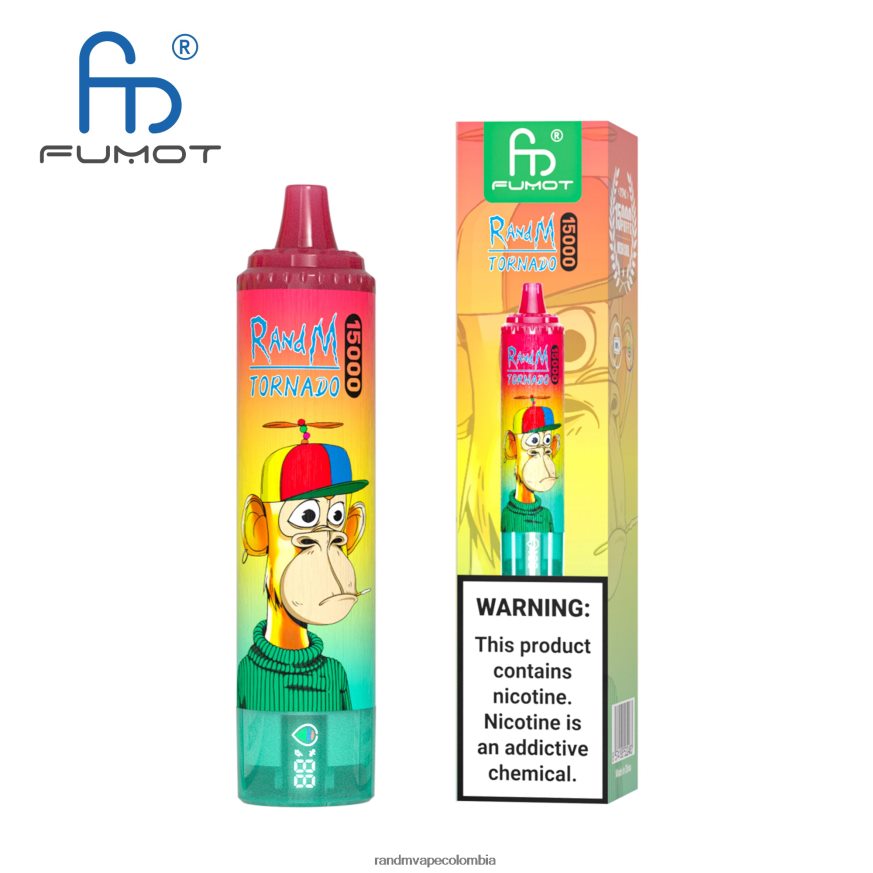 RandM Disposable Vape Puffs - Fumot RandM Tornado Dispositivo vape 15000 con batería y pantalla ejuice versión 1 vimto PRN4D426