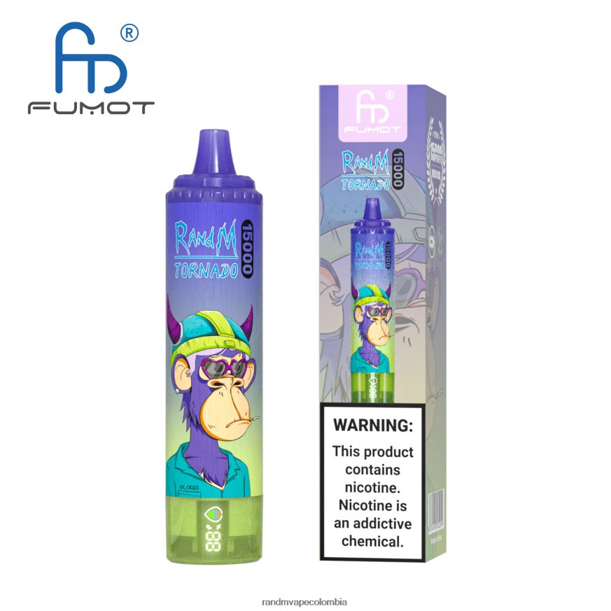 RandM Disposable Vape Puffs - Fumot RandM Tornado Dispositivo vape 15000 con batería y pantalla ejuice versión 1 vimto PRN4D426