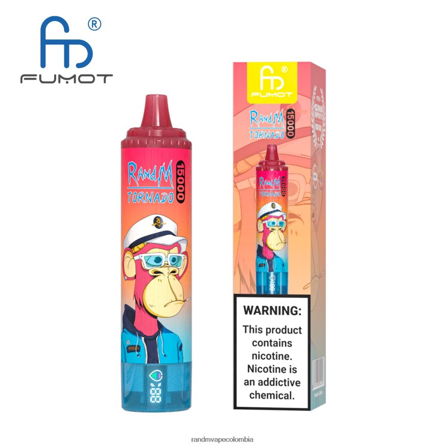 RandM Disposable Vape Puffs - Fumot RandM Tornado Dispositivo vape 15000 con batería y pantalla ejuice versión 3 toro rojo fresa PRN4D456