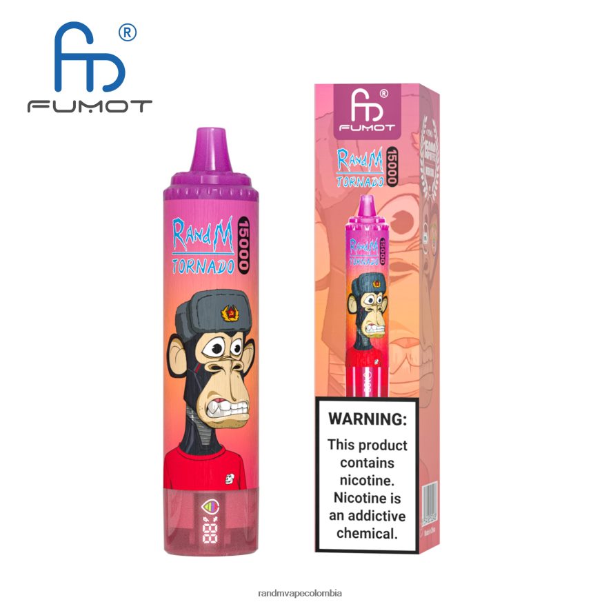 RandM Disposable Vape Puffs - Fumot RandM Tornado Dispositivo vape 15000 con batería y pantalla ejuice versión 3 toro rojo fresa PRN4D456