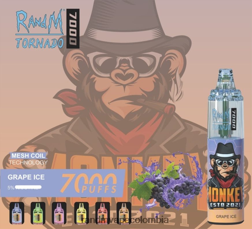 RandM Disposable Vape Puffs - RandM Tornado Dispositivo vapeador con control de flujo de aire 7000 1 ud. hielo de mandarina PRN4D4166