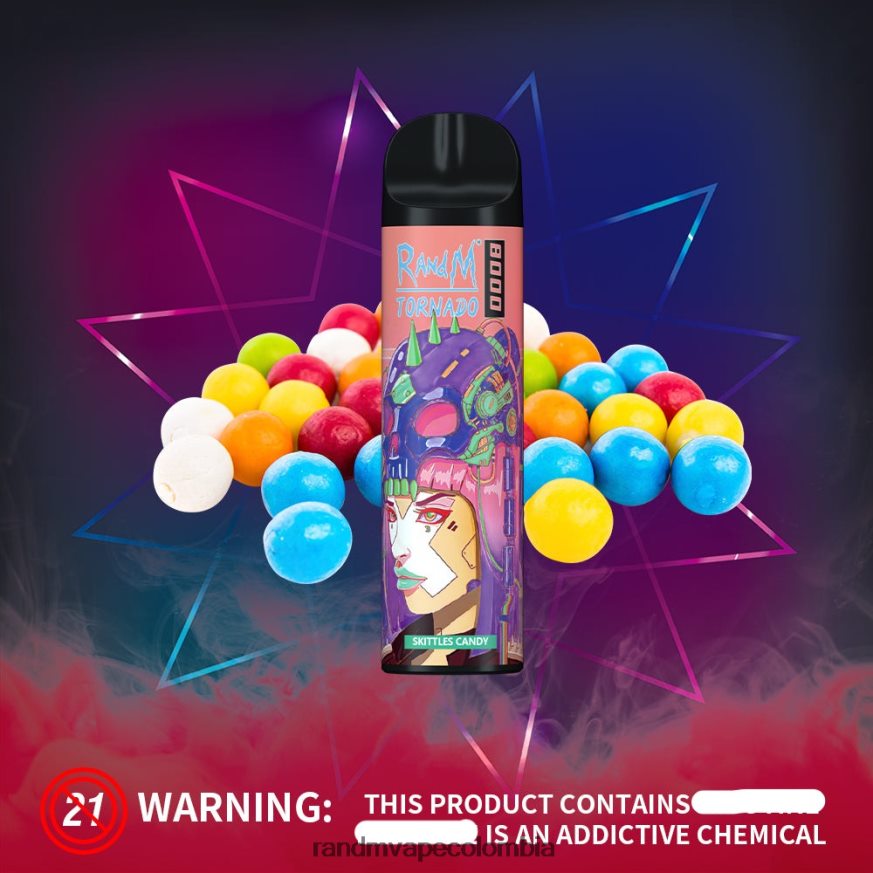RandM Disposable Vape Puffs - RandM Tornado Dispositivo vapeador con control de flujo de aire 8000 1 ud. hielo de granada PRN4D4246