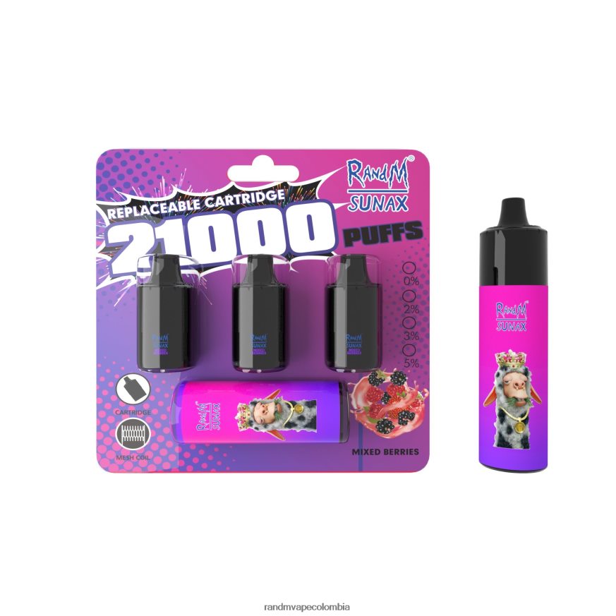 RandM Vape Bogotá - RandM Sunax Dispositivo de vapeo reemplazable con cápsula de control de flujo de aire 21000 1 ud. manzana roja limón PRN4D4272