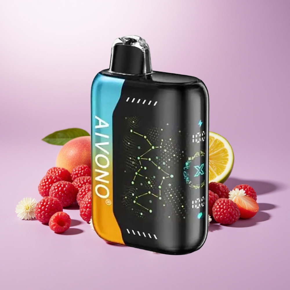 Aivono AIM BOOM 25000 Puffs Desechable Sabor Frambuesa Melocotón Lima – 28ml, 650mAh, Tipo-C