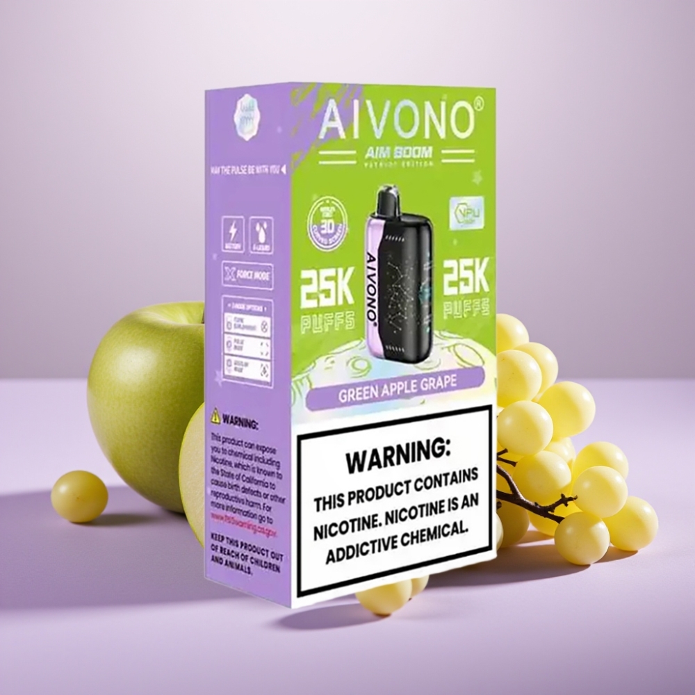 Aivono AIM BOOM 25000 Puffs Manzana Verde Uva 28ml 650mAh Tipo-C