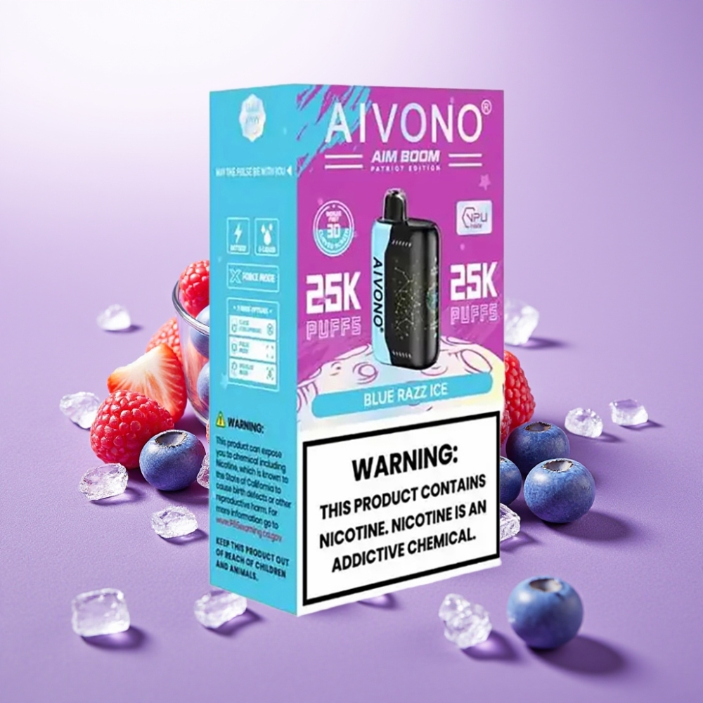 Aivono AIM BOOM 25000 Puffs Vape Desechable Blue Razz Ice 28ml 5% Nicotina Tipo-C