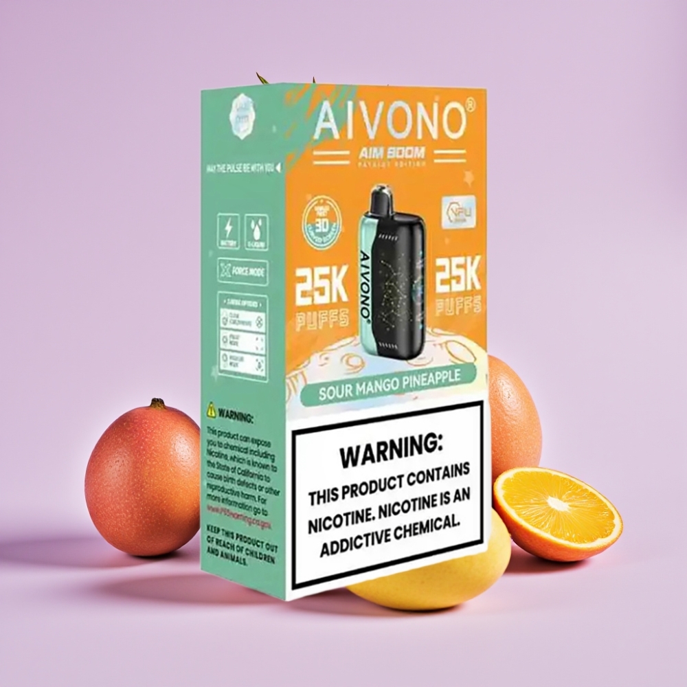 Aivono AIM BOOM 25000 Puffs Vape Desechable Mango Piña Ácida 28ml 650mAh Tipo-C