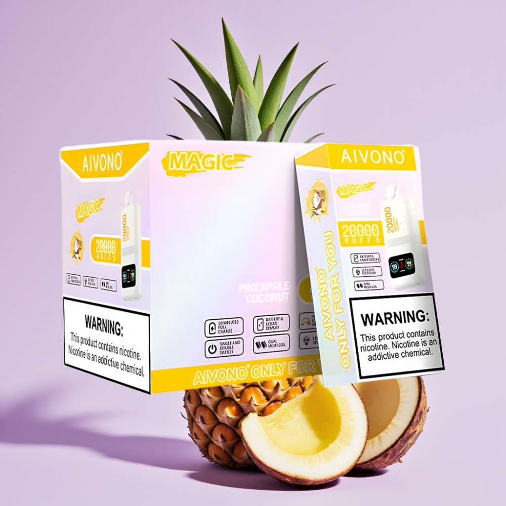 Aivono AIM MAGIC 20000 Puffs Vape Desechable Piña Coco con 26ml, Doble Malla y Recargable