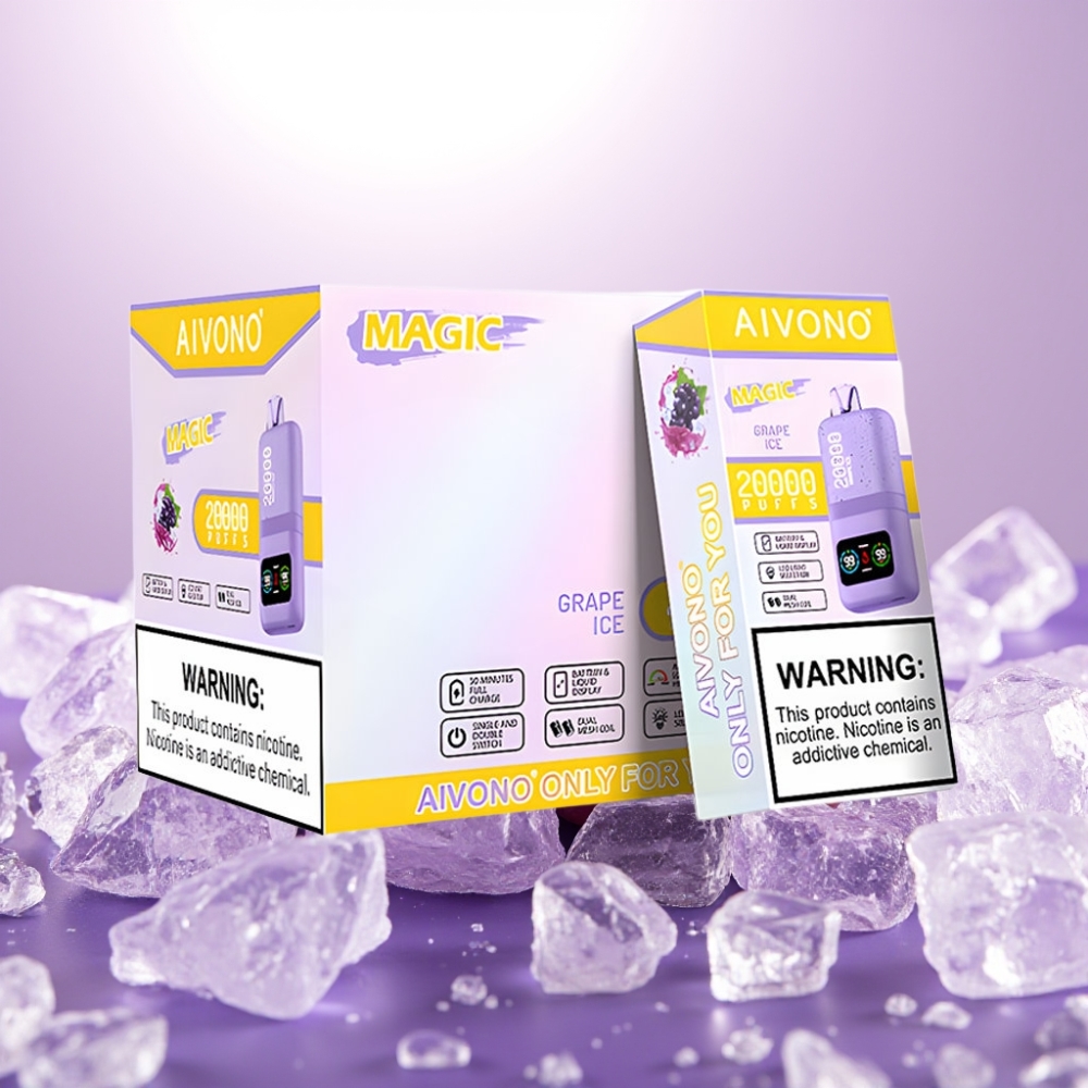 Aivono AIM MAGIC 20000 Puffs Vape Desechable Uva Hielo con Pantalla LCD y Recargable Tipo-C