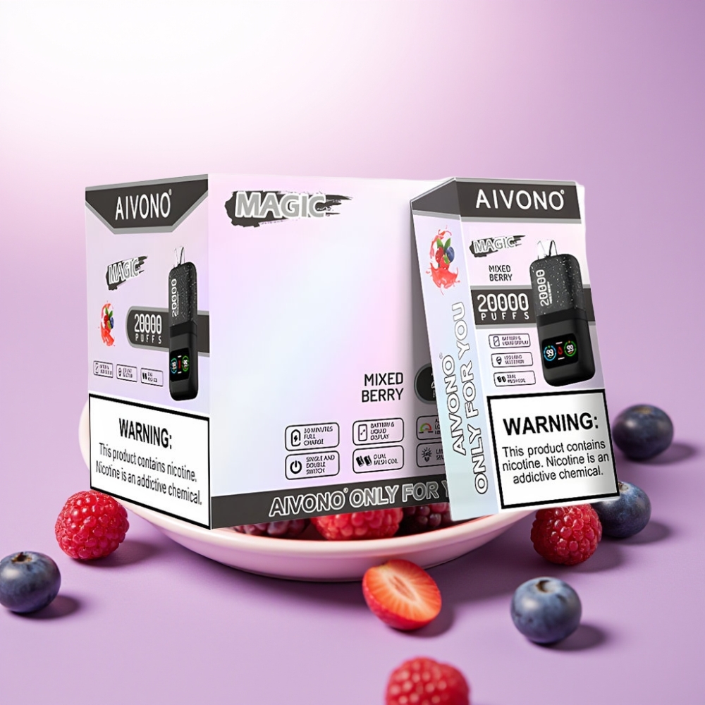Aivono AIM MAGIC 20000 Puffs Vape Desechable con Sabor a Frutas Mixtas, 26ml, Tipo-C Recargable, Pantalla LCD