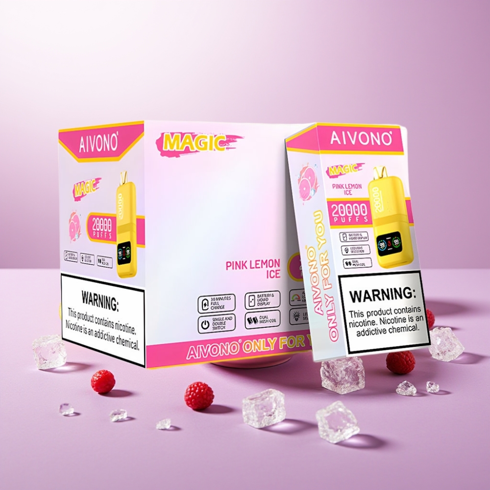 Aivono AIM MAGIC 20000 Puffs Vape Disposable Limón Rosa Helado – 26ml, Tipo-C, LCD