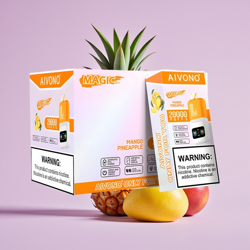 Aivono AIM MAGIC 20000 Puffs Vape Recargable Tipo-C, Sabor Mango Piña, 26ml, Pantalla LCD
