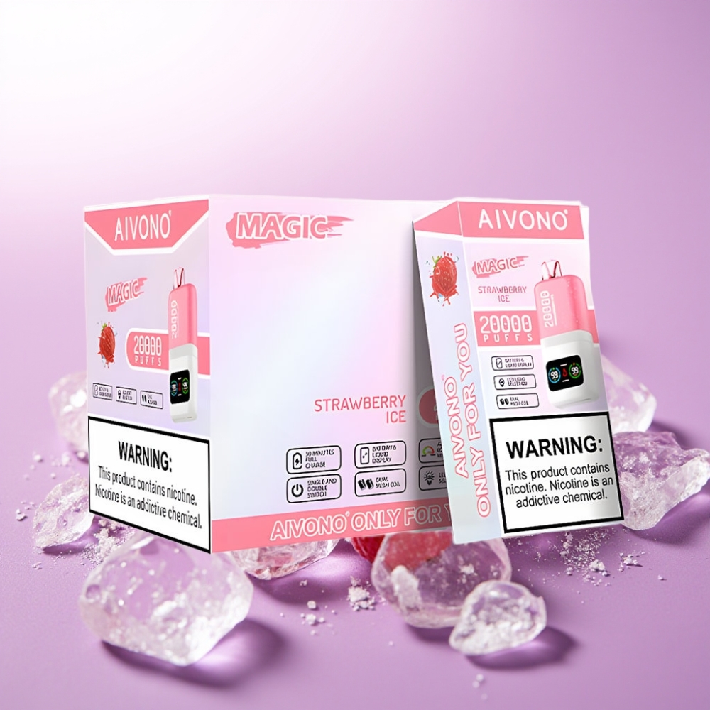 Aivono AIM MAGIC 20.000 Puffs Sabor Fresa Helada – Recargable Tipo-C, Pantalla LCD, 26ml