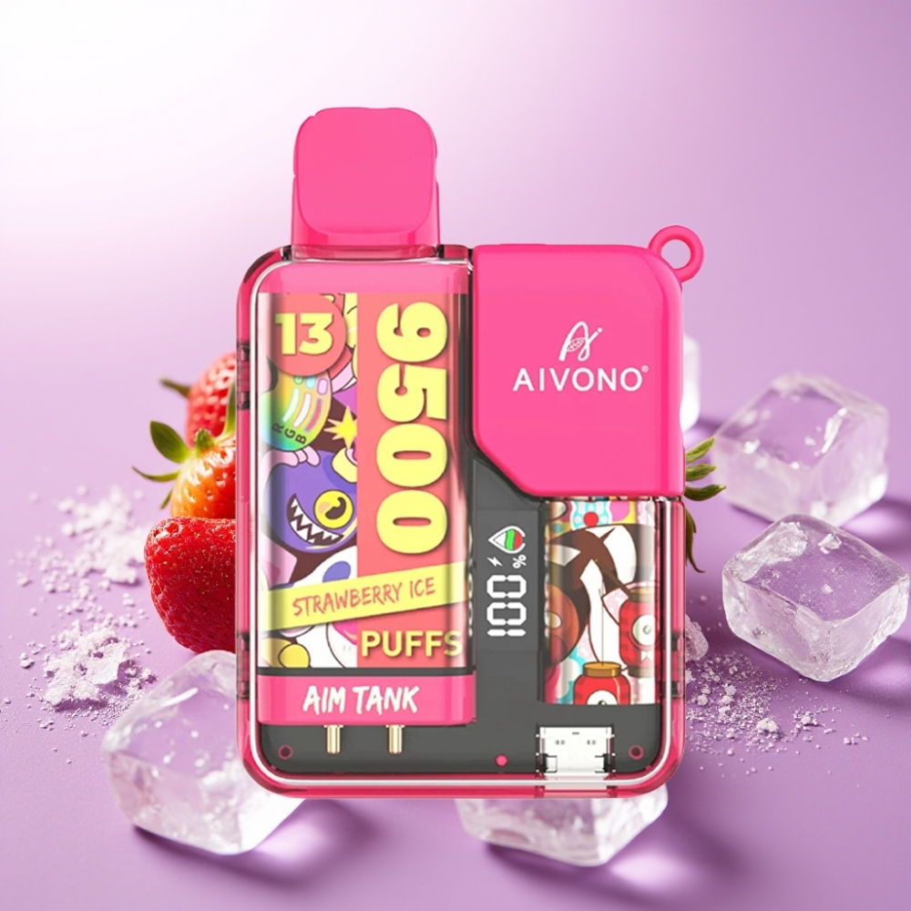 Aivono AIM-TANK 9500 Puffs Disposable Vape Fresa Hielo – 18ml, 650mAh, LCD, 1.2ohm