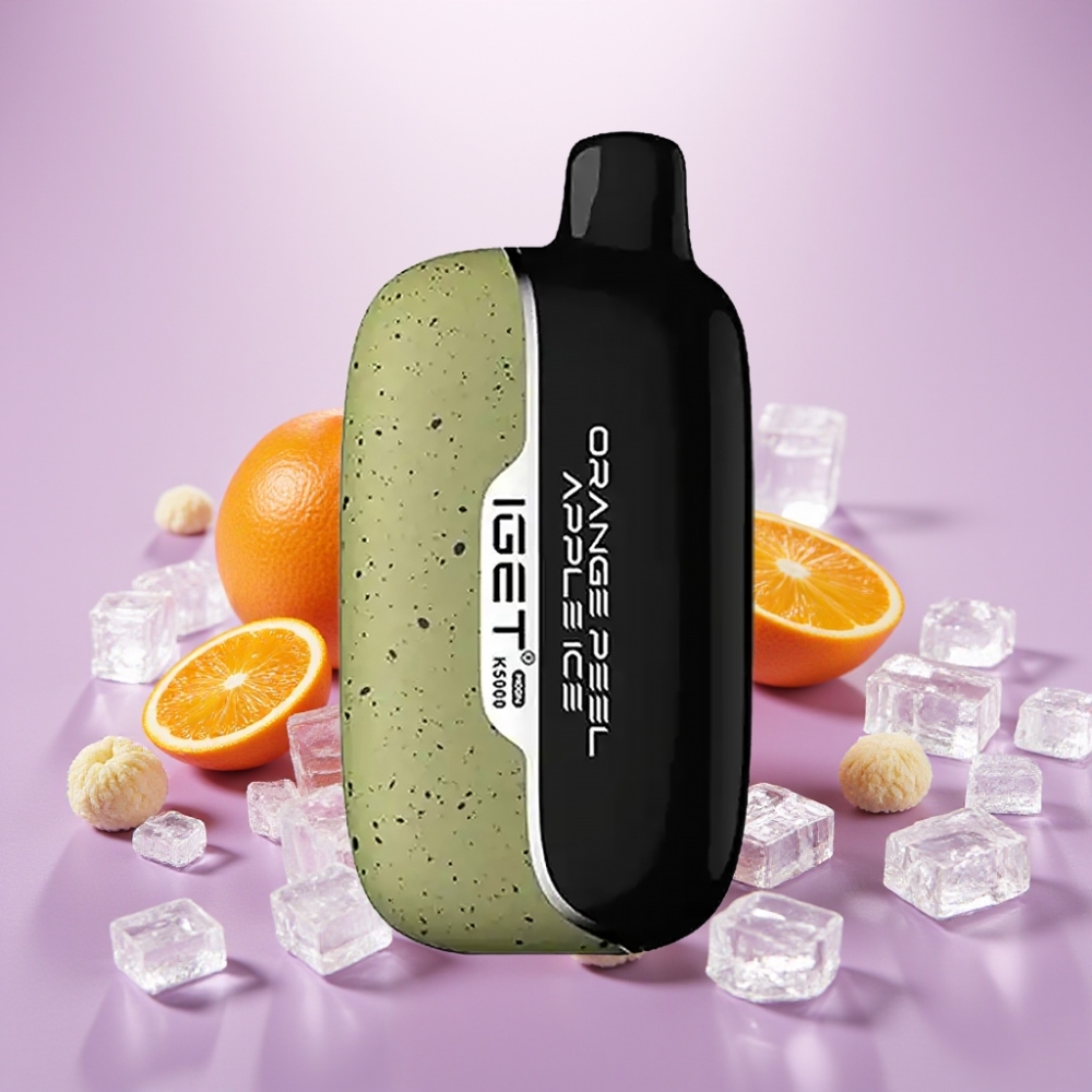 IGET Moon K5000 Puffs Vape Desechable Cáscara de Naranja Manzana Helada – 81.5 g, 5000 Puffs, Bobina Mesh 1.35 Ohm, PC, 49.5x25.3x99.4 mm