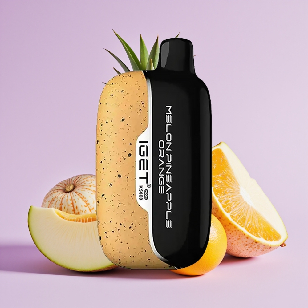 IGET Moon K5000 Puffs Vape Desechable Melón Piña Naranja – 5000 Caladas, 81.5 g, PC, Bobina Mesh 1.35 Ohm, 49.5x25.3x99.4 mm