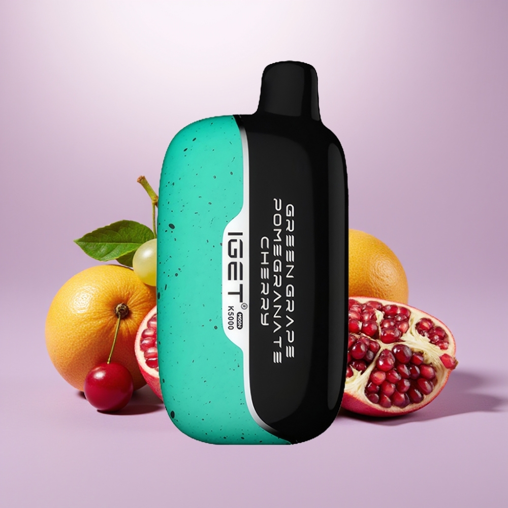 IGET Moon K5000 Puffs Vape Desechable Uva Verde Granada Cereza – 81.5 g, 5000 Puffs, Bobina Mesh 1.35 Ohm
