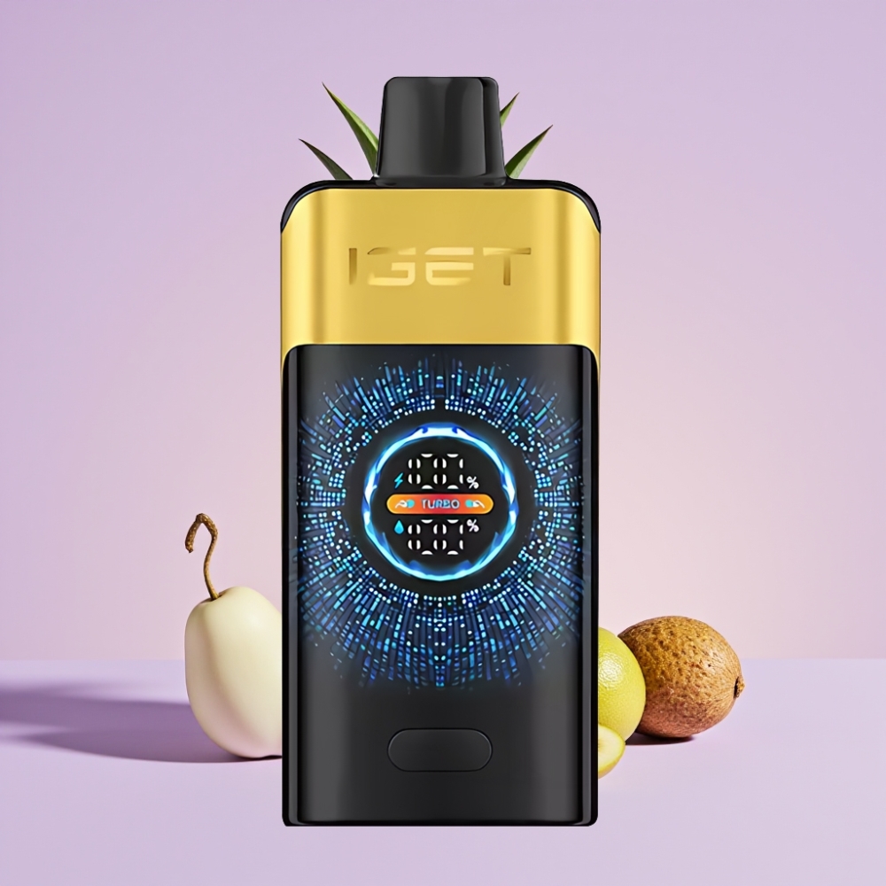 IGET ONE 12000 Puffs Desechable Vape Kiwi Piña con Pantalla Curva a Color, 2700 mAh, Doble Malla 0.6 ohm