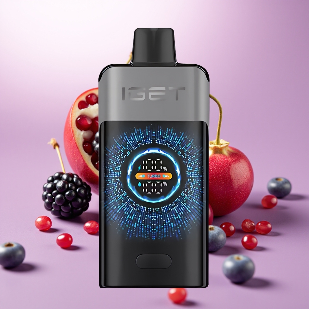 IGET ONE 12000 Puffs Desechable Vape Moras Cerezas Granada con Pantalla Curva a Color y Batería de 2700 mAh