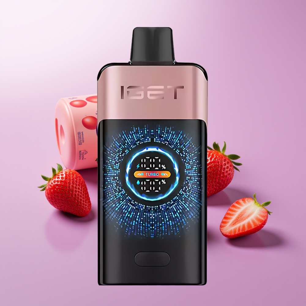 IGET ONE 12000 Puffs Disposable Vape Chupa Chups Fresa con Pantalla Curva Grande y Batería de 2700 mAh