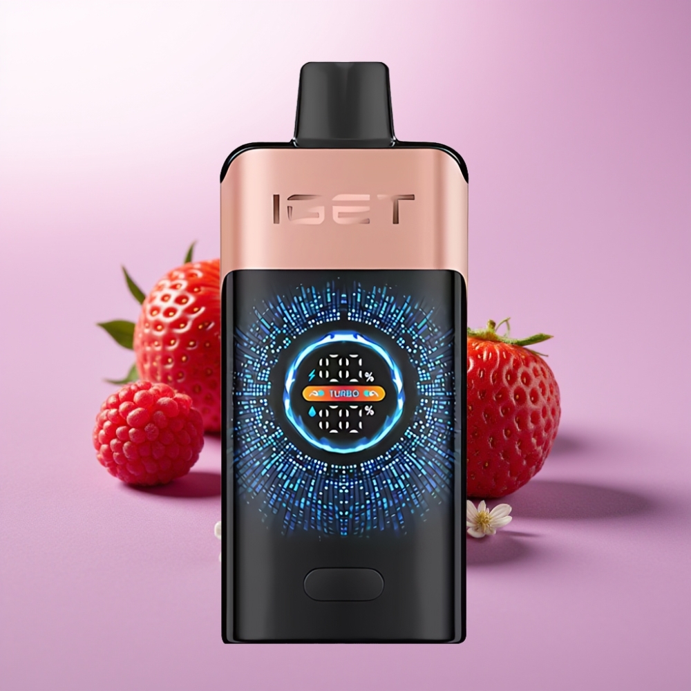 IGET ONE 12000 Puffs Vape Desechable Fresa Frambuesa con Pantalla Curva a Color y Batería de 2700 mAh