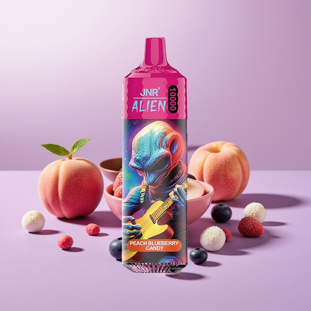 JNR Alien 10000 Puffs – Sabor Durazno y Arándano, 850mAh, Carga Rápida Type-C, LED RGB