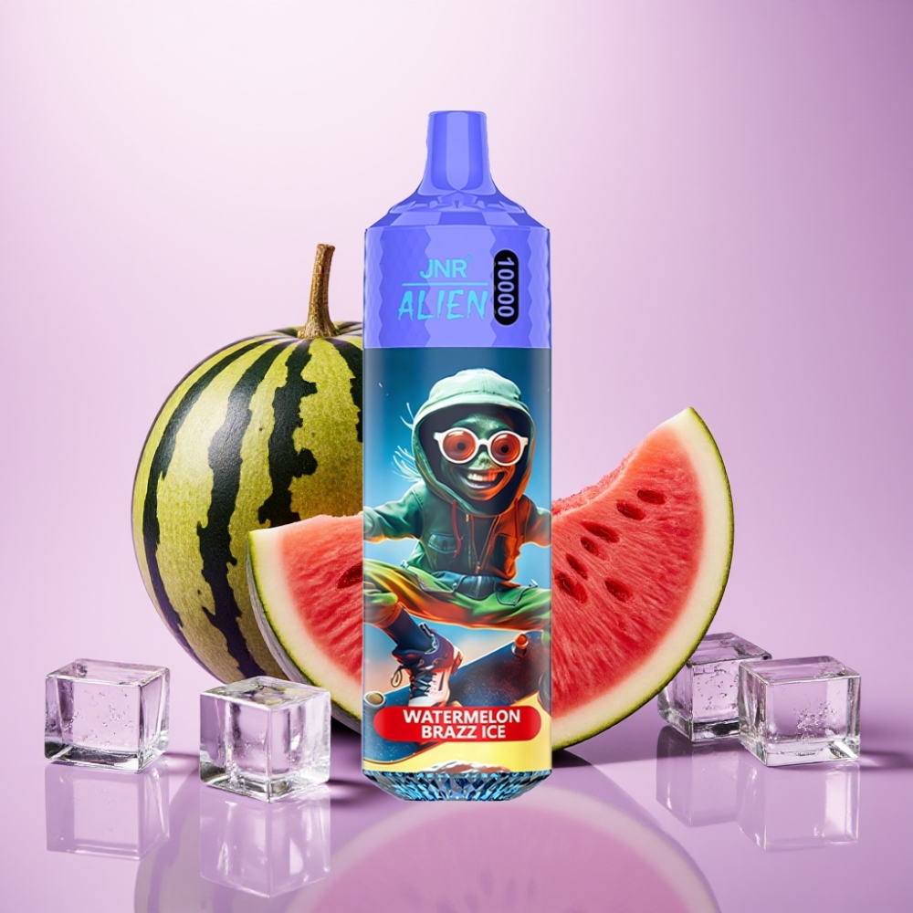 JNR Alien 10000 Puffs Vape Deportivo con LED RGB y Sabor Sandía Brazz Ice, 850mAh, Carga Rápida Type-C