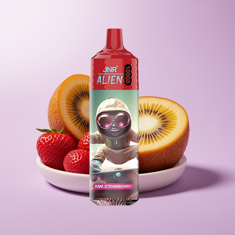 JNR Alien 10000 Puffs Vape Desechable Kiwi Fresa con 850mAh, Carga Rápida Type-C y Luces LED RGB
