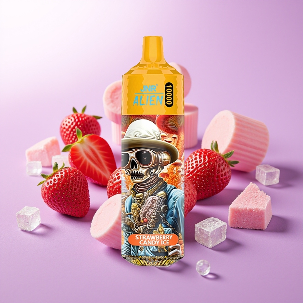 JNR Alien 10000 Puffs – Vape Desechable con Sabor a Fresa Caramelo Helado, 850mAh, Tipo-C, LED RGB