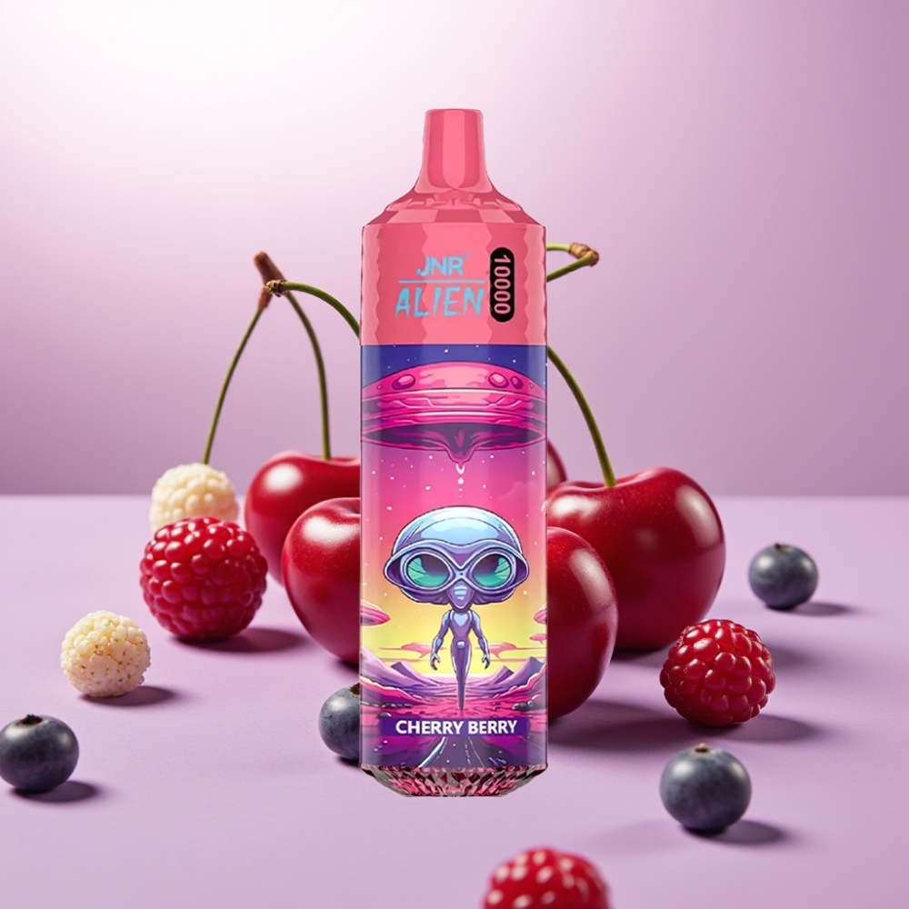 JNR Alien 10000 Puffs Vape Diseño Deportivo con LED RGB y Sabor Cereza-Baya, 20ml, Carga Rápida Type-C