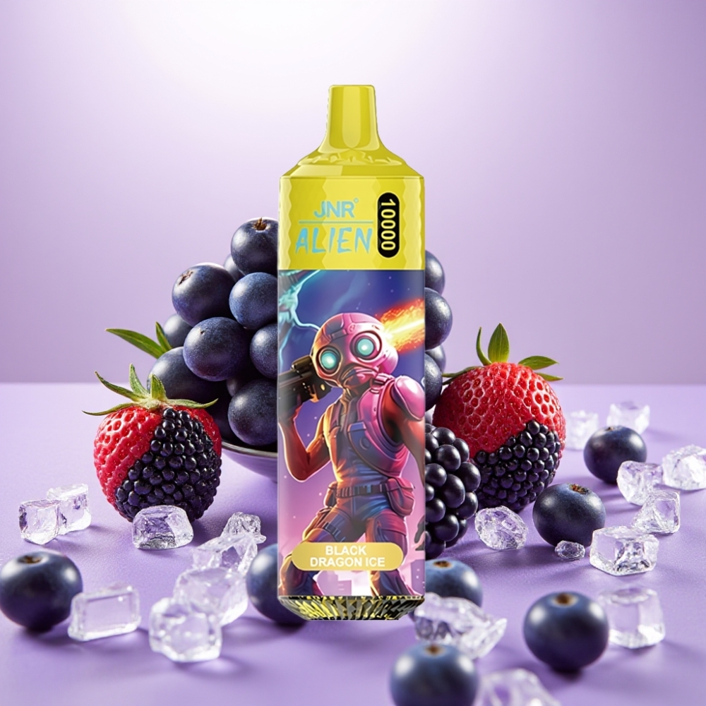 JNR Alien 10000 Puffs Vape Diseño Deportivo con LED RGB y Sabor Dragón Negro Helado – 850mAh, Carga Rápida Type-C, 20ml
