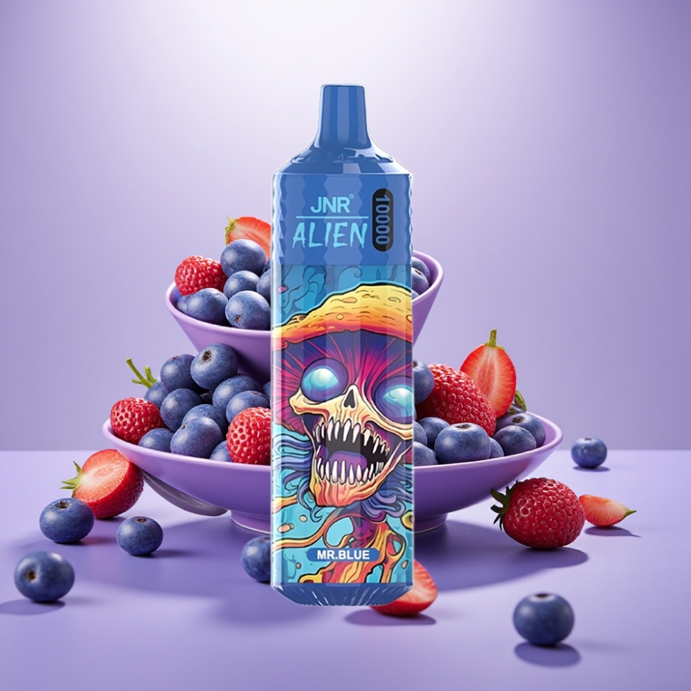 JNR Alien 10000 Puffs Vape Diseño Deportivo con Luces LED, Sabor Sr. Azul, 850mAh, Tipo-C