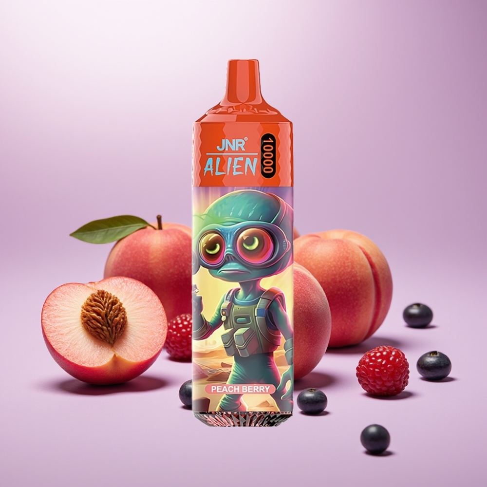JNR Alien 10000 Puffs Vape Durazno Baya con 850mAh, Carga Rápida Type-C y Luces LED RGB