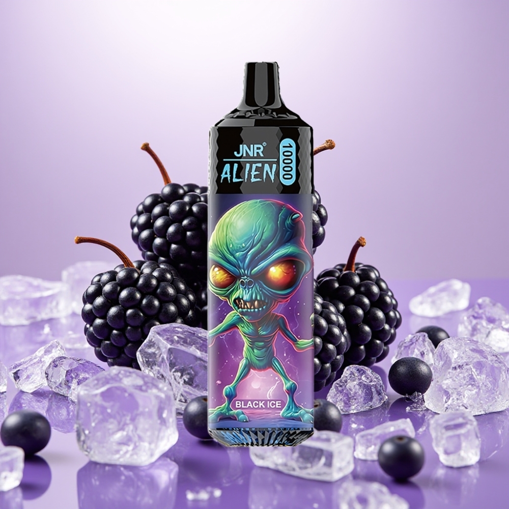 JNR Alien 10000 Puffs Vape Negro Hielo con 850mAh, Carga Rápida Type-C y LED RGB