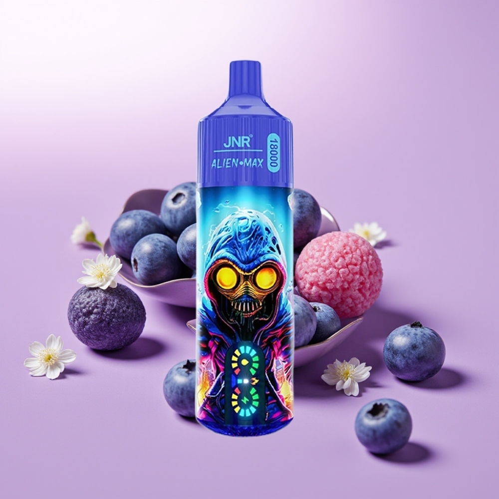 JNR Alien Max 18000 Puffs Vape Chicle Arándano con Pantalla LED y Carga Rápida Type-C