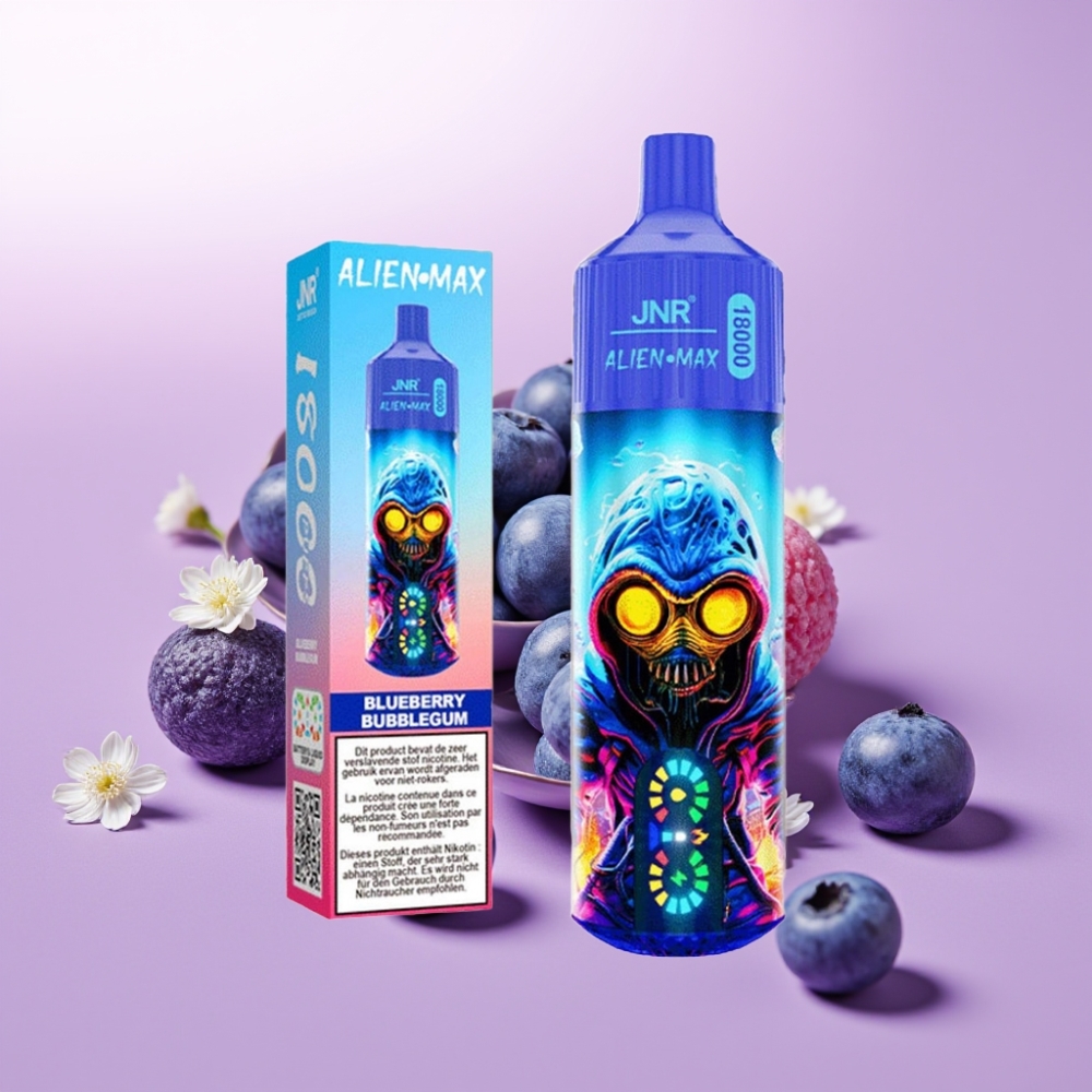 JNR Alien Max 18000 Puffs Vape Chicle Arándano con Pantalla LED y Carga Rápida Type-C