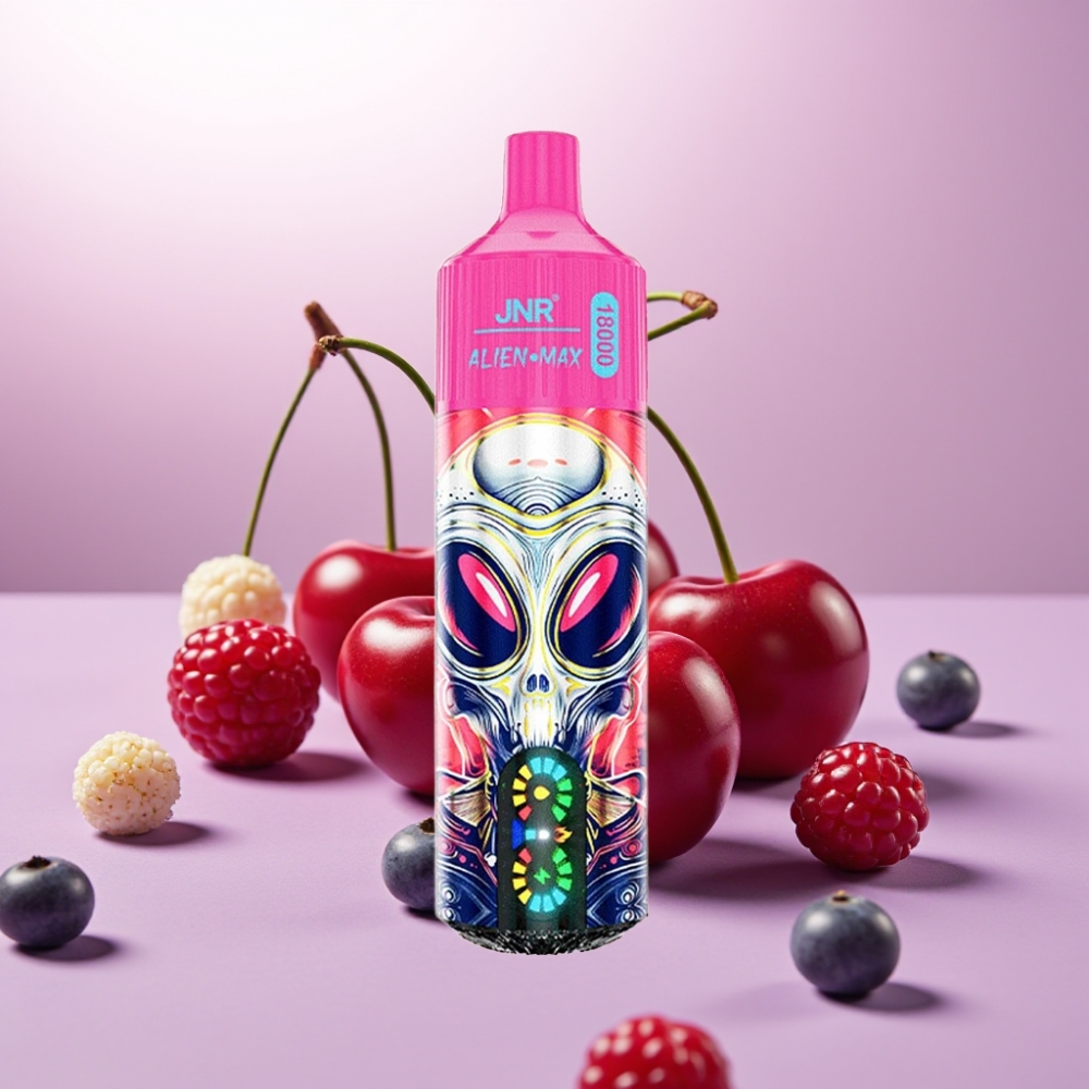 JNR Alien Max 18000 Puffs Vape Disposable Cereza y Baya con Pantalla LED Inteligente y Doble Bobina Mesh