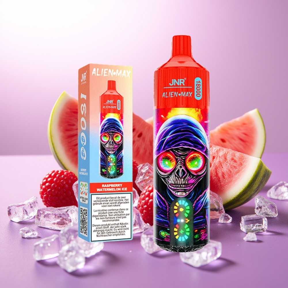 JNR Alien Max 18000 Puffs Vape Disposable Frambuesa Sandía Hielo con Pantalla LED y Carga Tipo-C