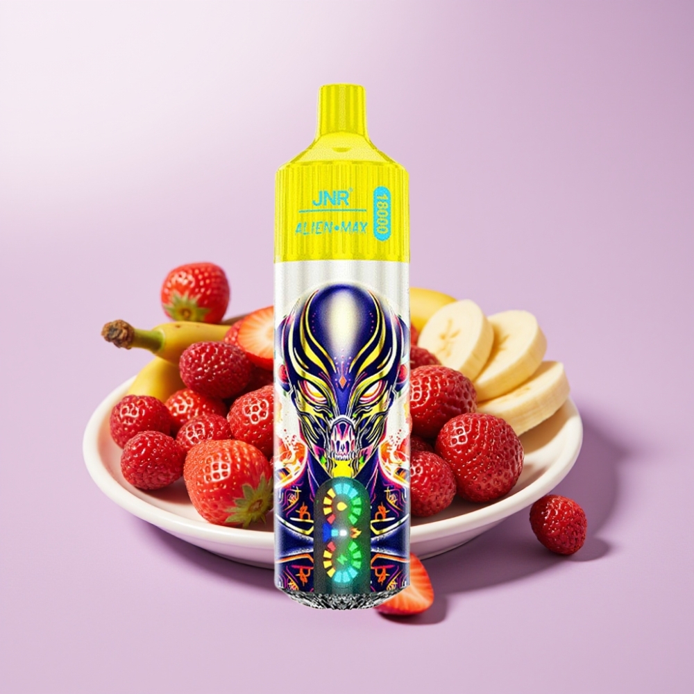 JNR Alien Max 18000 Puffs Vape Fresa Plátano con Pantalla LED, Doble Malla y Carga Rápida Type-C
