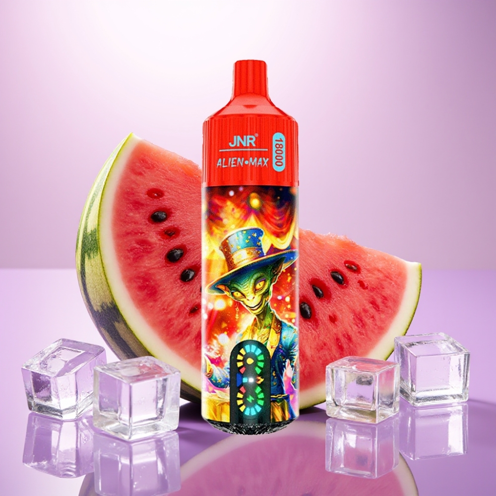 JNR Alien Max 18000 Puffs Vape Sandía Helada con Pantalla LED, Doble Bobina y Carga Rápida Type-C