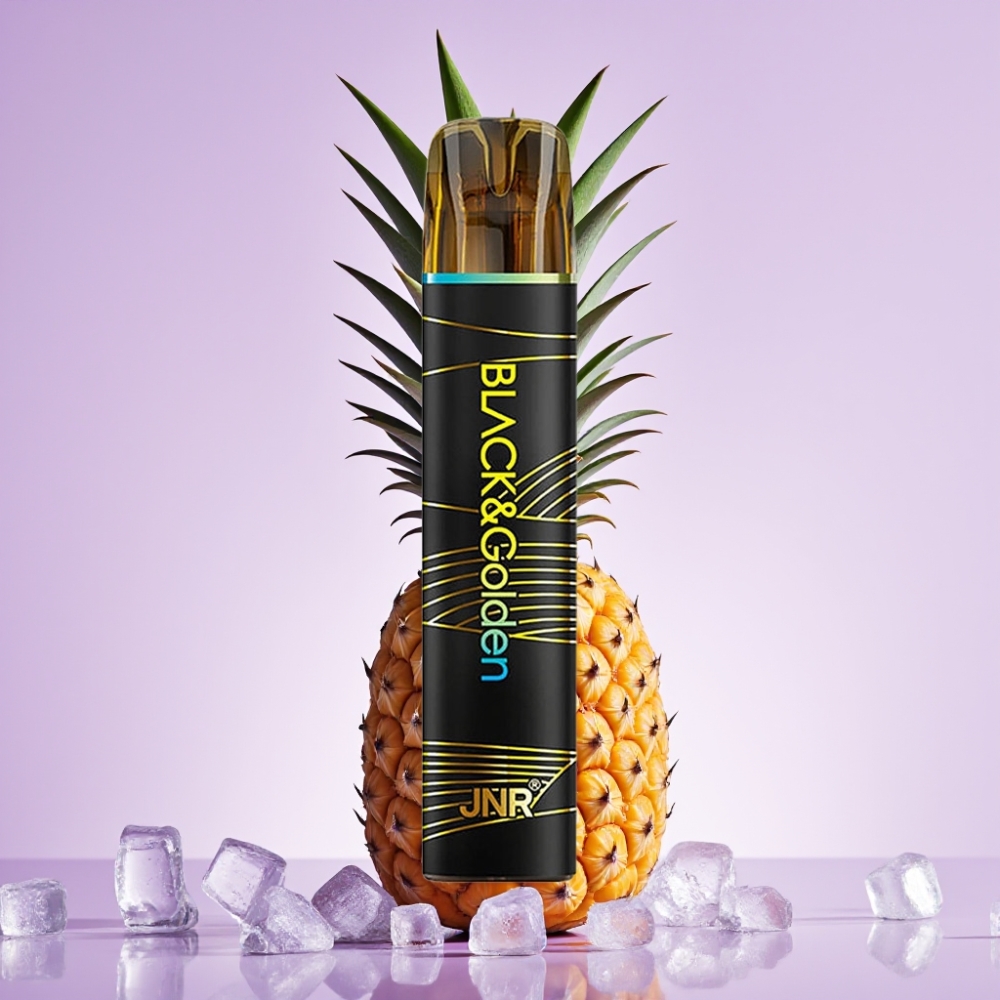 JNR Black&Golden 800 Puffs Desechable Piña Hielo – Capacidad 2ml, 550mAh, Nicotina 2%, Certificación TPD