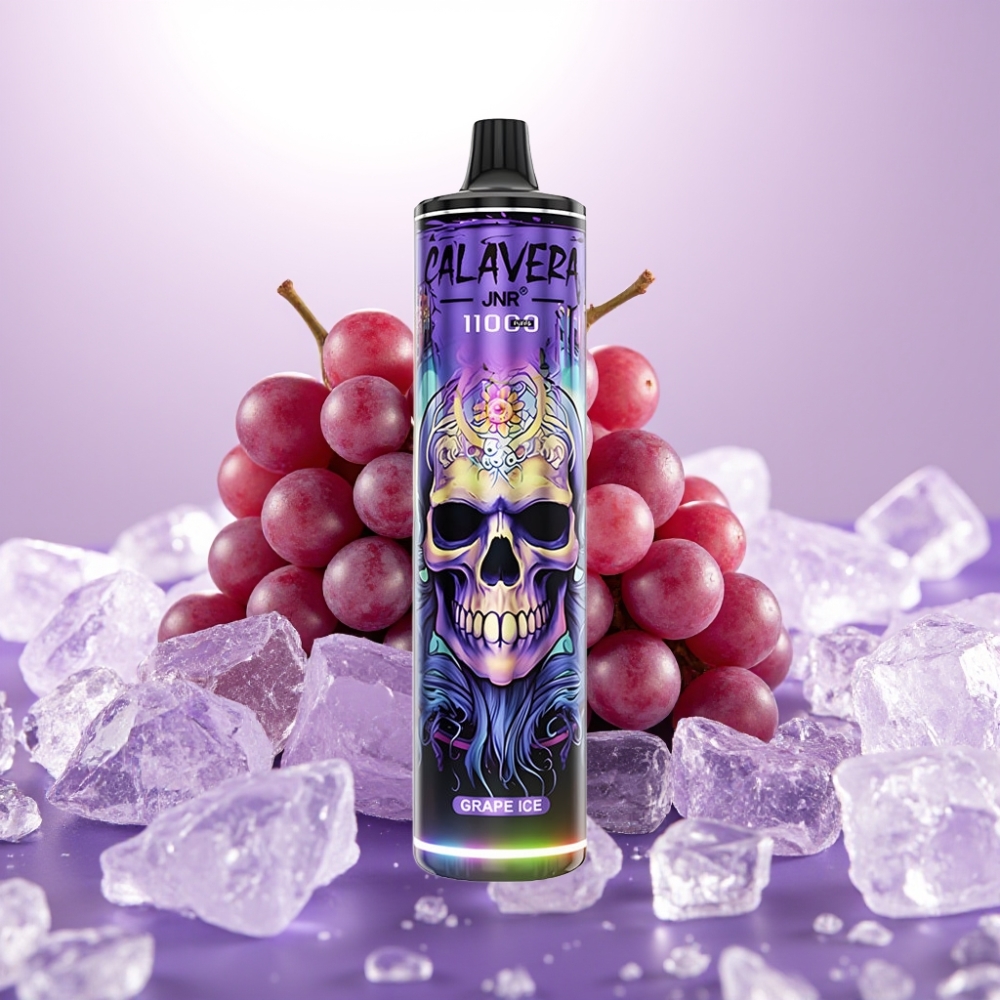 JNR Calavera 11000 Puffs Desechable Vape Uva Helada con Tipo-C, 850mAh, 21ml, 1.0ohm