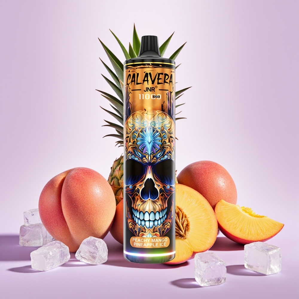 JNR Calavera 11000 Puffs Vape Desechable Durazno Mango Piña Ice – Puerto Type-C, 850mAh, 21ml, Resistencia Mesh 1.0ohm, 0%/2%/5% Nicotina
