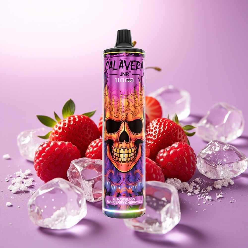 JNR Calavera 11000 Puffs Vape Desechable Fresa Frambuesa Cereza Hielo con Puerto Type-C, 850mAh, 21ml