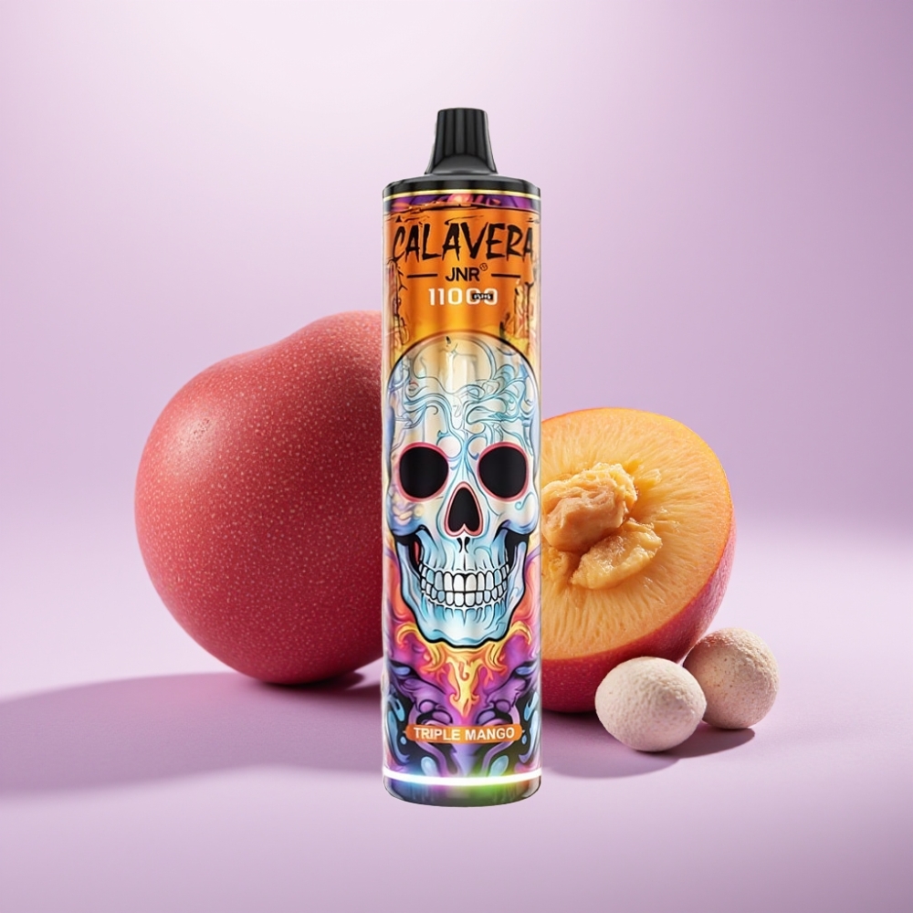 JNR Calavera 11000 Puffs Vape Desechable Triple Mango con Puerto Type-C, Batería 850 mAh y 21ml de Líquido