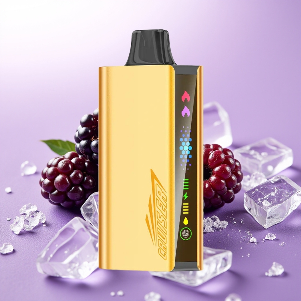 JNR Cruiser 12000 Puffs Vape Desechable Sin Carga Blackberry Ice, Batería 3500 mAh, Pantalla Animada, Cuerpo de Aluminio
