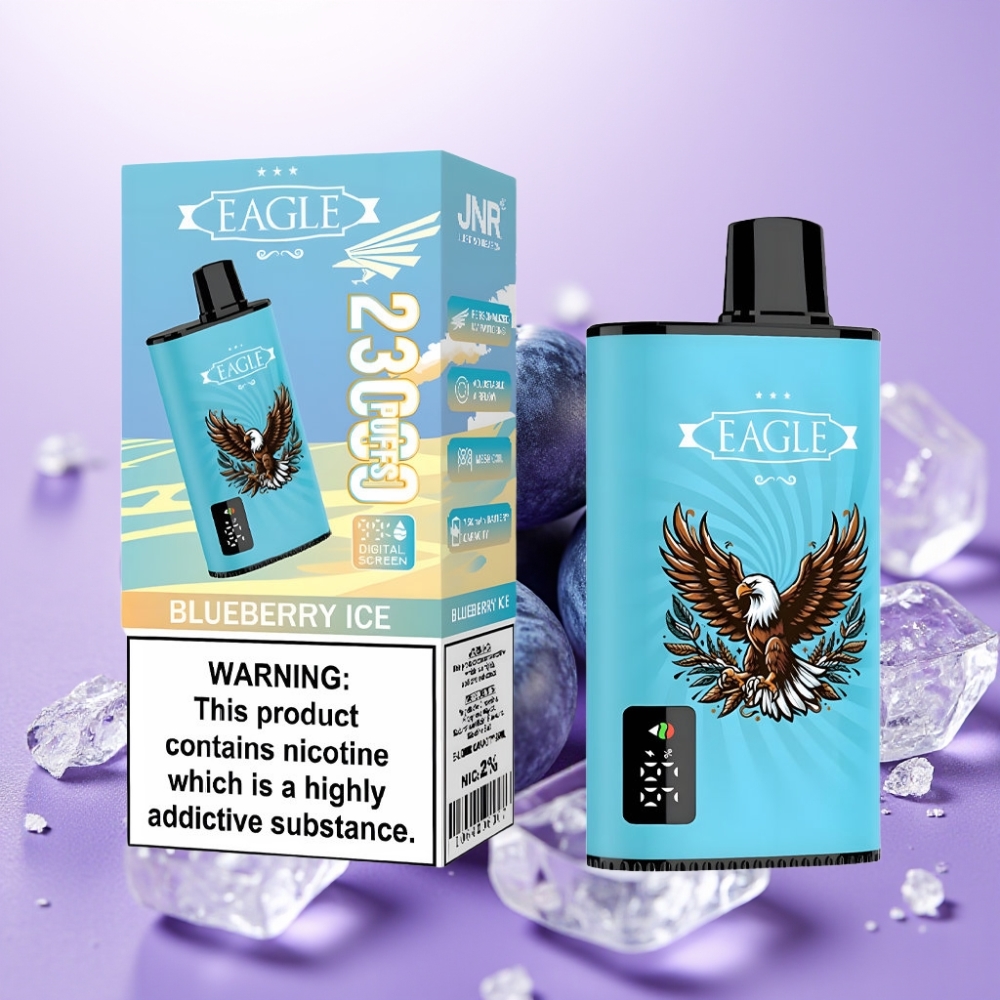 JNR EAGLE Smart 23000 Puffs Desechable con Pantalla Digital, Bobina Mesh 1.0ohm, Ajuste de Flujo de Aire y Sabor Arándano Azul Hielo